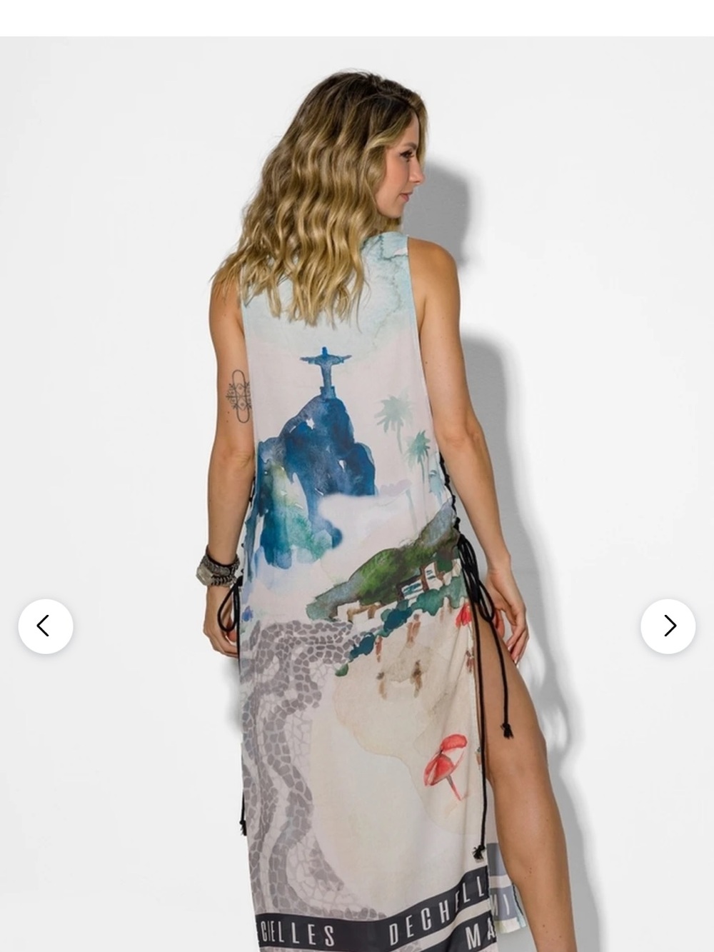 Dechelles Aqua Brazil  Watercolor Maxi Dress in Aqua & Teal - Picture 3 of 12